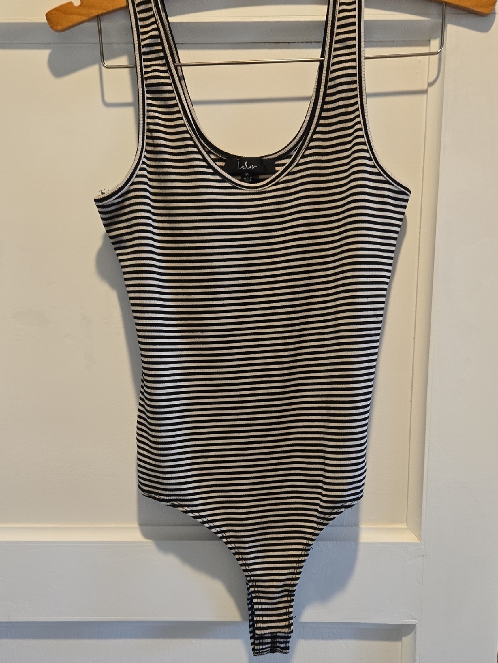 Lulus Striped Black & Tan Tank Bodysuit